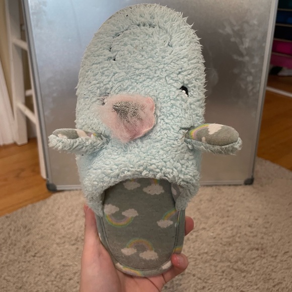 Blue, unicorn/rainbow slippers - Picture 4 of 5